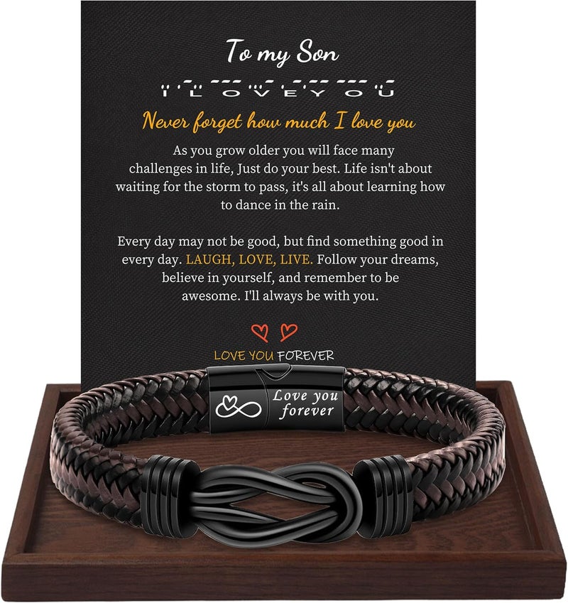 Btysun Valentines Day Gifts for Him Boyfriend Morse Code Bracelets for Men Husband Mens Bracelets Graduation Gifts for Him Fathers Day Adjustable Leather Bracelet Motivational Birthday Annivesary Jewelry Stocking Stuffers - Image 1